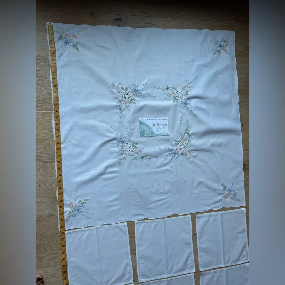 RAREST 🔥NEW🔥TABLECLOTH/6 NAPKINS SET Vintage ITALIAN VENICE 32x32” price firm!